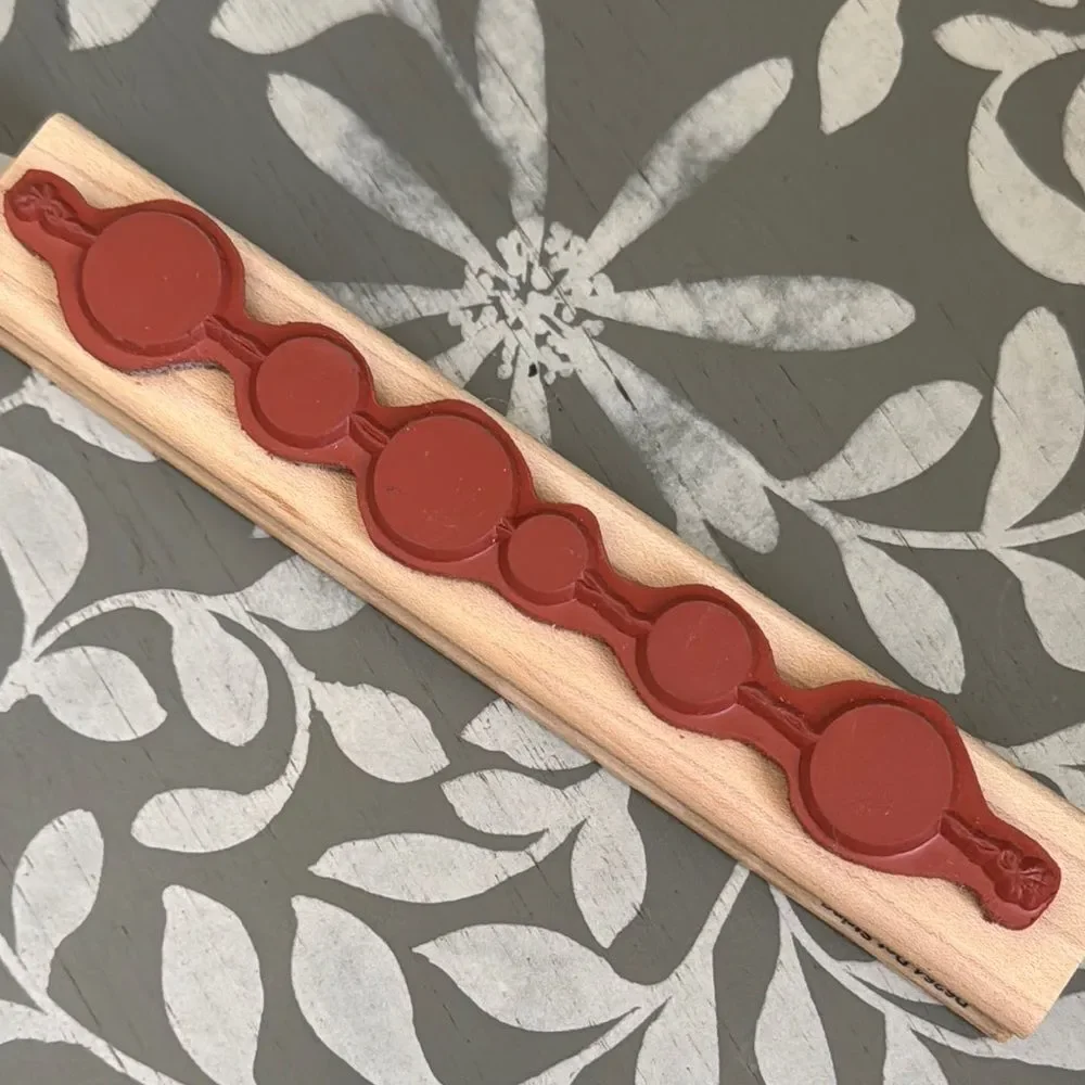 Wooden Stamp with Black Circle Design